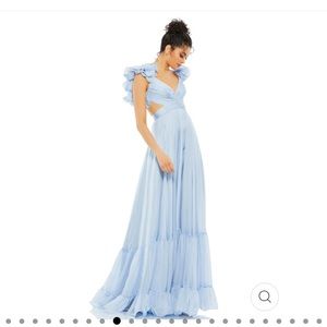 RUFFLE TIERED CUT-OUT CHIFFON GOWN Mac Duggal